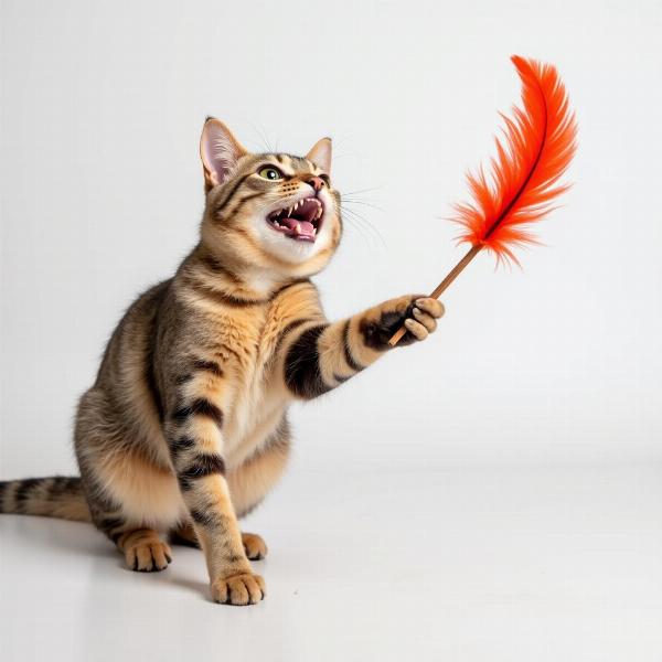 Gato jugando con un juguete interactivo