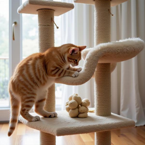 Gato jugando en gimnasio casero