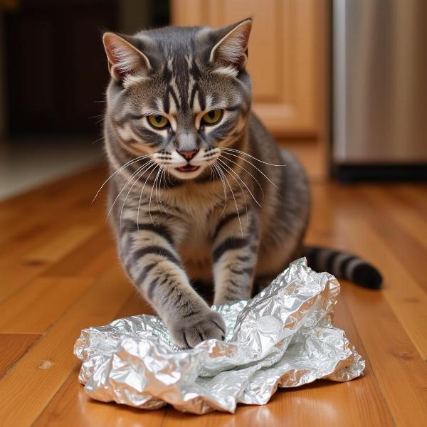 Gato Jugando Con Papel De Plata