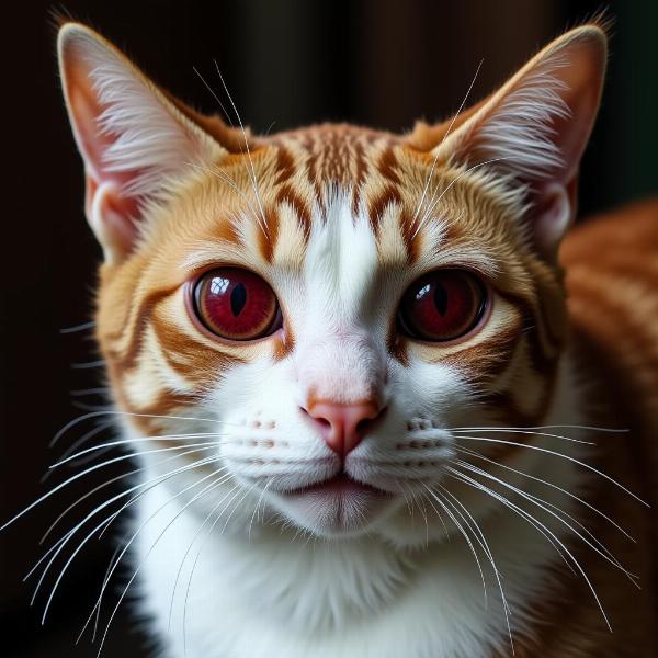 Gato con legañas oscuras debido a una infección ocular