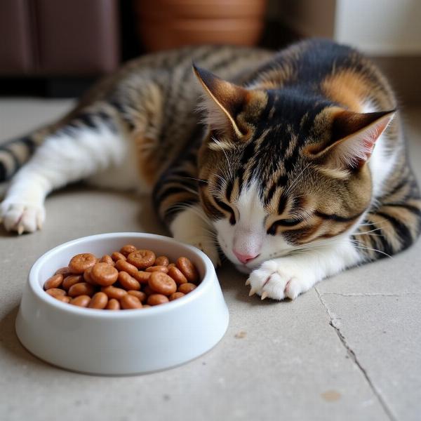 Gato letárgico sin comer