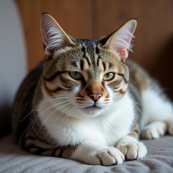 Gato letárgico, uno de los síntomas de fiebre en gatos