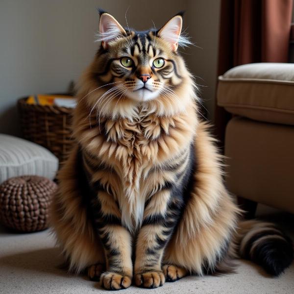 Gato Maine Coon majestuoso con pelaje largo