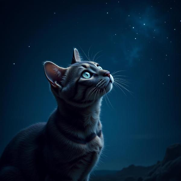 Gato mirando las estrellas