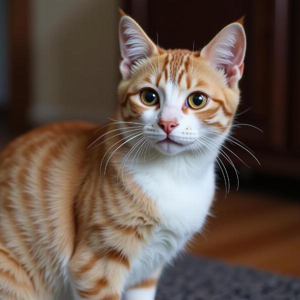 Gato mirando fijamente a su dueño