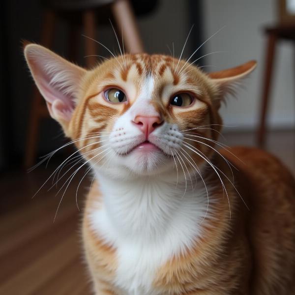 Gato mirando fijamente a su dueño con ojos de amor