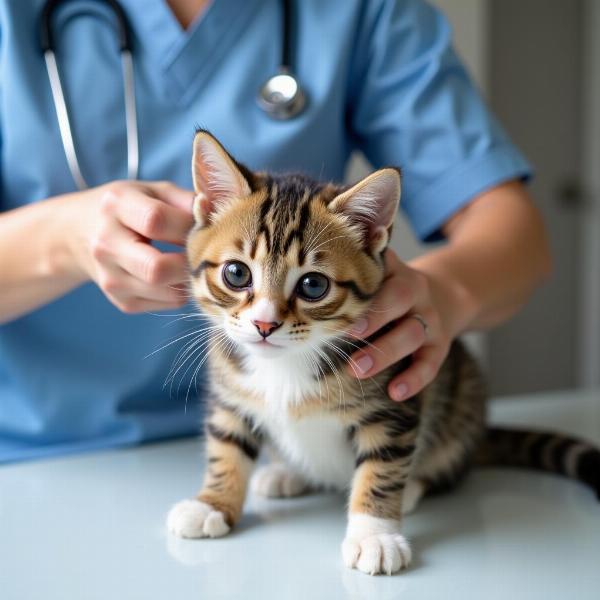 Gato Munchkin en la consulta del veterinario