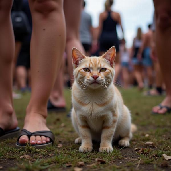 Gato perdido en el festival Tomorrowland