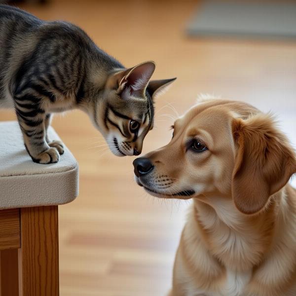 Encuentro Inicial entre Gato y Perro