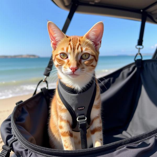 Preparación del gato para la playa