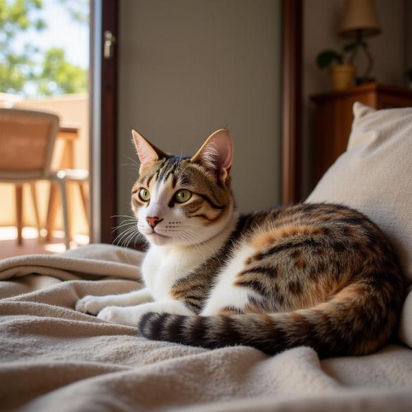 Gato relajado en una casa rural en Cabo de Gata