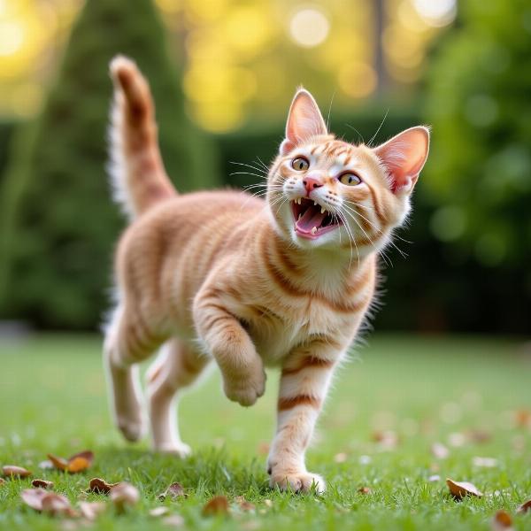 Gato sano y protegido contra parásitos