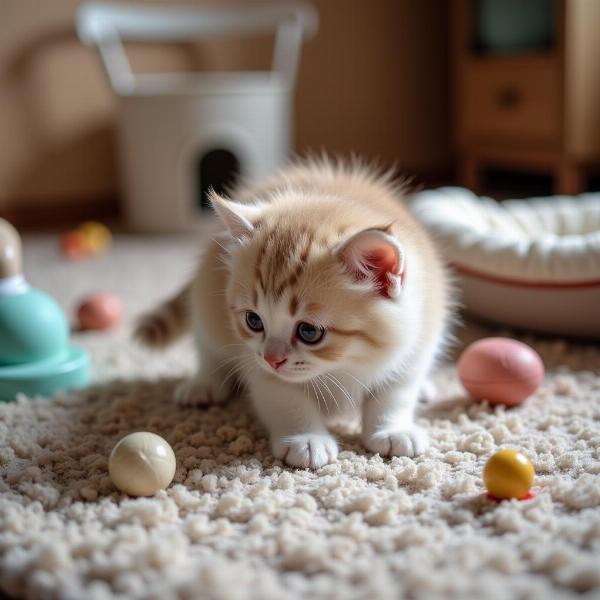 Gato siberiano explorando su nuevo hogar