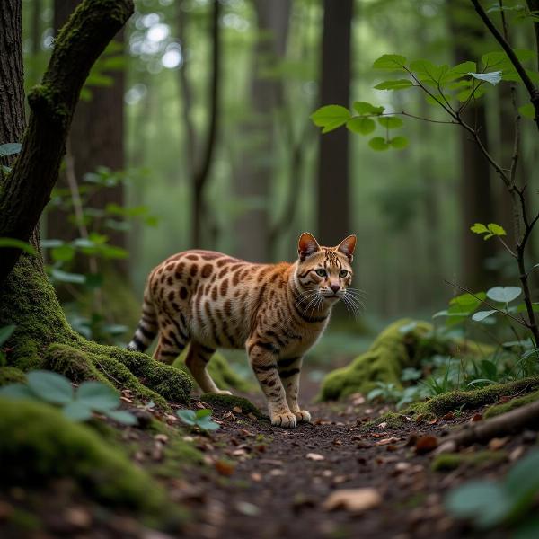 Gato silvestre en un entorno natural