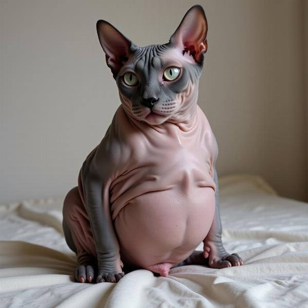 Gato Sphynx con sobrepeso