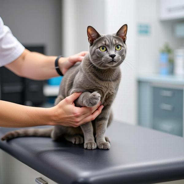 Gato en el veterinario por una herida en la pata