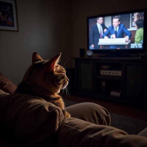 Gato viendo La Ley y el Orden UVE