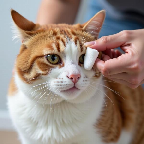 Cuidado del ojo de un gato con conjuntivitis