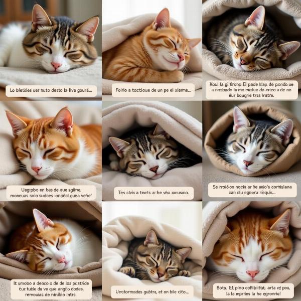 Gatos durmiendo con frases de amor