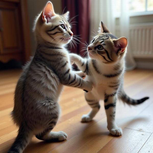 Gatos jugando de forma segura en casa