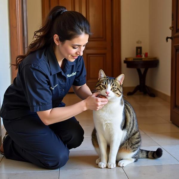 Cuidado de los gatos en el Palacio Nacional