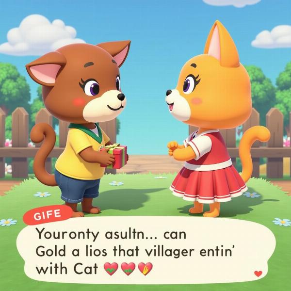 Interactuando con un gato en Animal Crossing