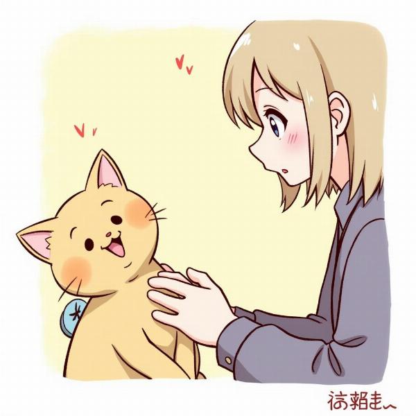 Interacción entre un humano y un gato en un manhwa