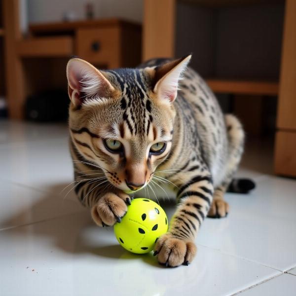 Mau Egipcio Jugando con un Juguete