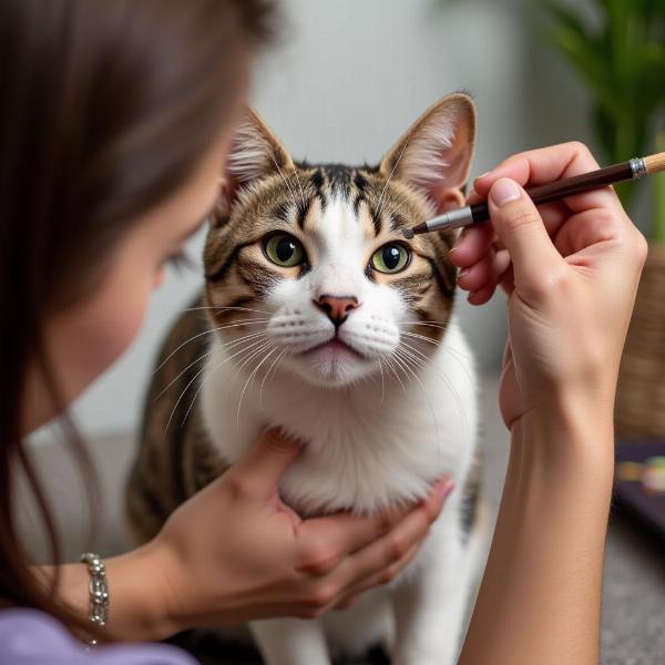 Pintar la cara de un gato de forma segura