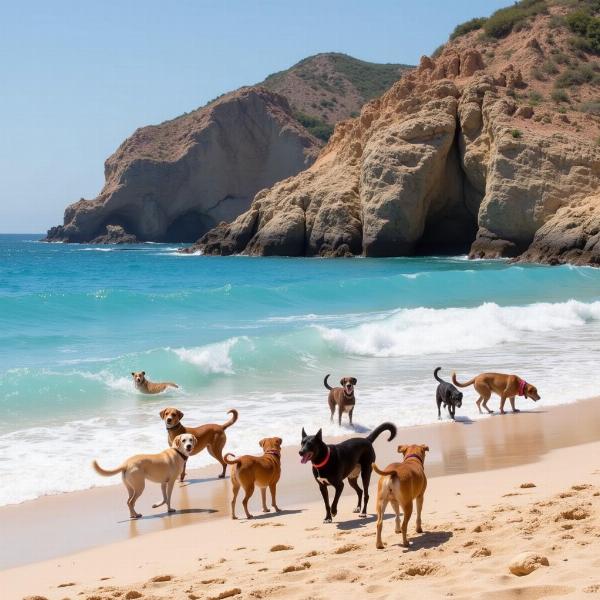 Perros disfrutando en la playa de Cabo de Gata