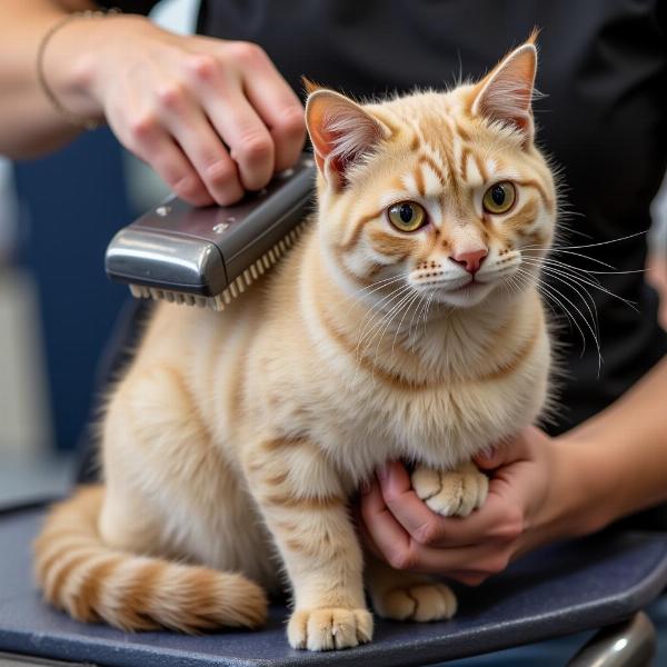 Preparación del gato para la exposición