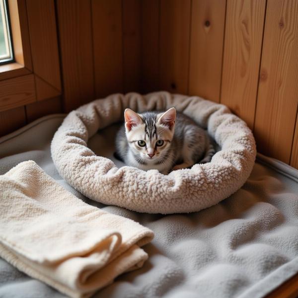 Preparando un nido cálido y seguro para gatitos recién nacidos