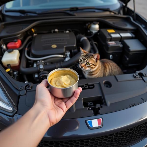 Rescatando un Gato del Motor con Comida