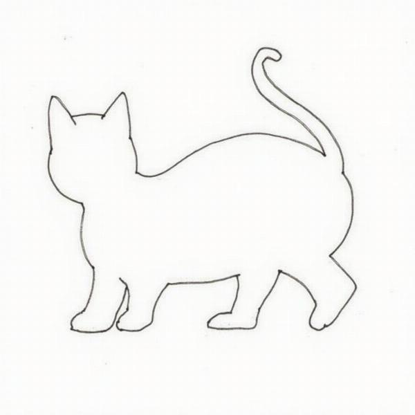 Dibujo de silueta de gato usando formas básicas