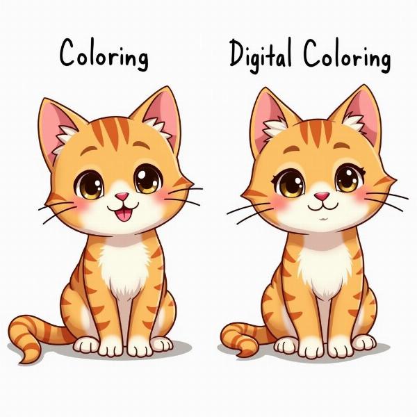 Técnicas para Colorear Gatos Kawaii: Lápiz y Digital