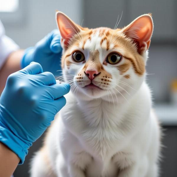 Veterinario vacunando a un gato