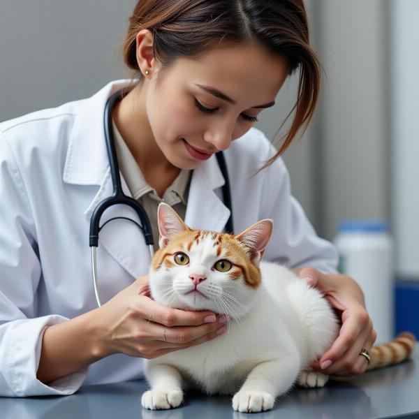 Veterinario examinando un gato