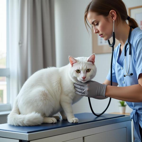 Veterinario Examinando un Gato