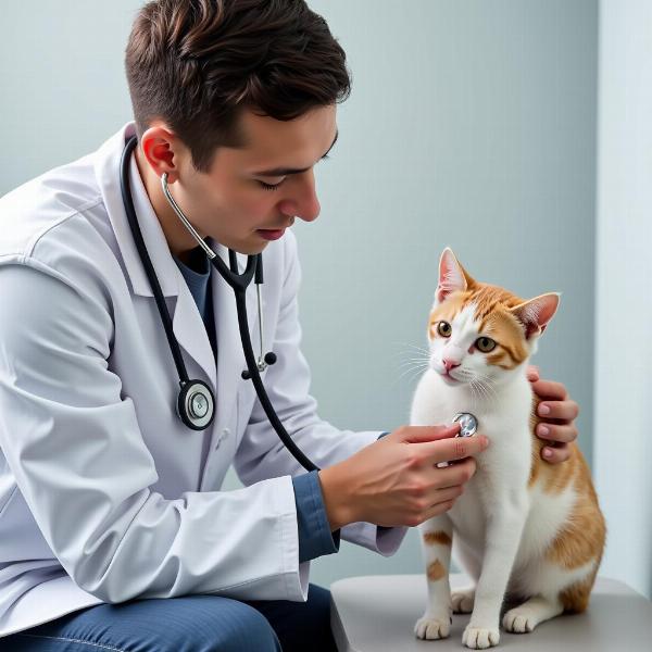 Veterinario examinando un gato