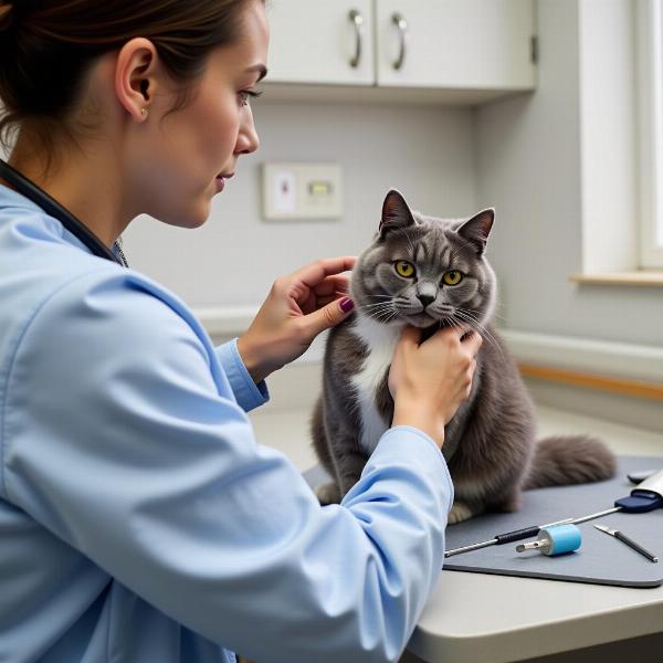 Veterinario revisando la salud de un gato