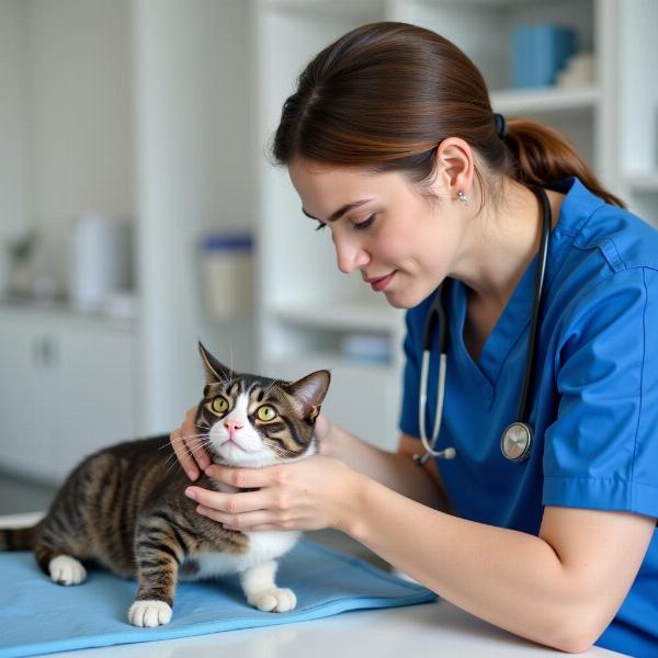 Veterinario Examinando Gato