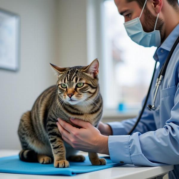 Veterinario examinando a un gato