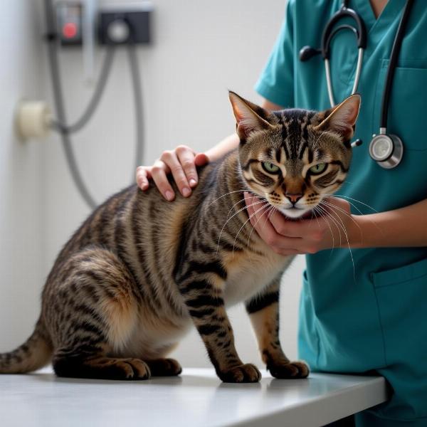 Veterinario examinando un gato Singapura